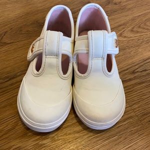 White vans t straps tennis shoes